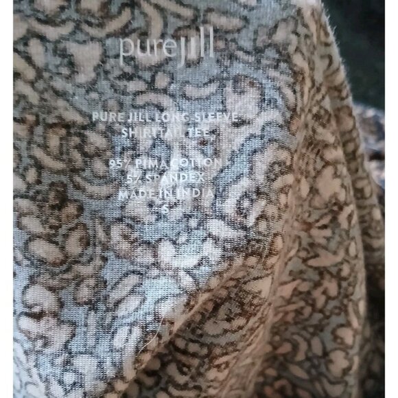 J. Jill PureJill Long Sleeve Shirttail Top Size Small Brown Floral Fall Cotton - Picture 5 of 8